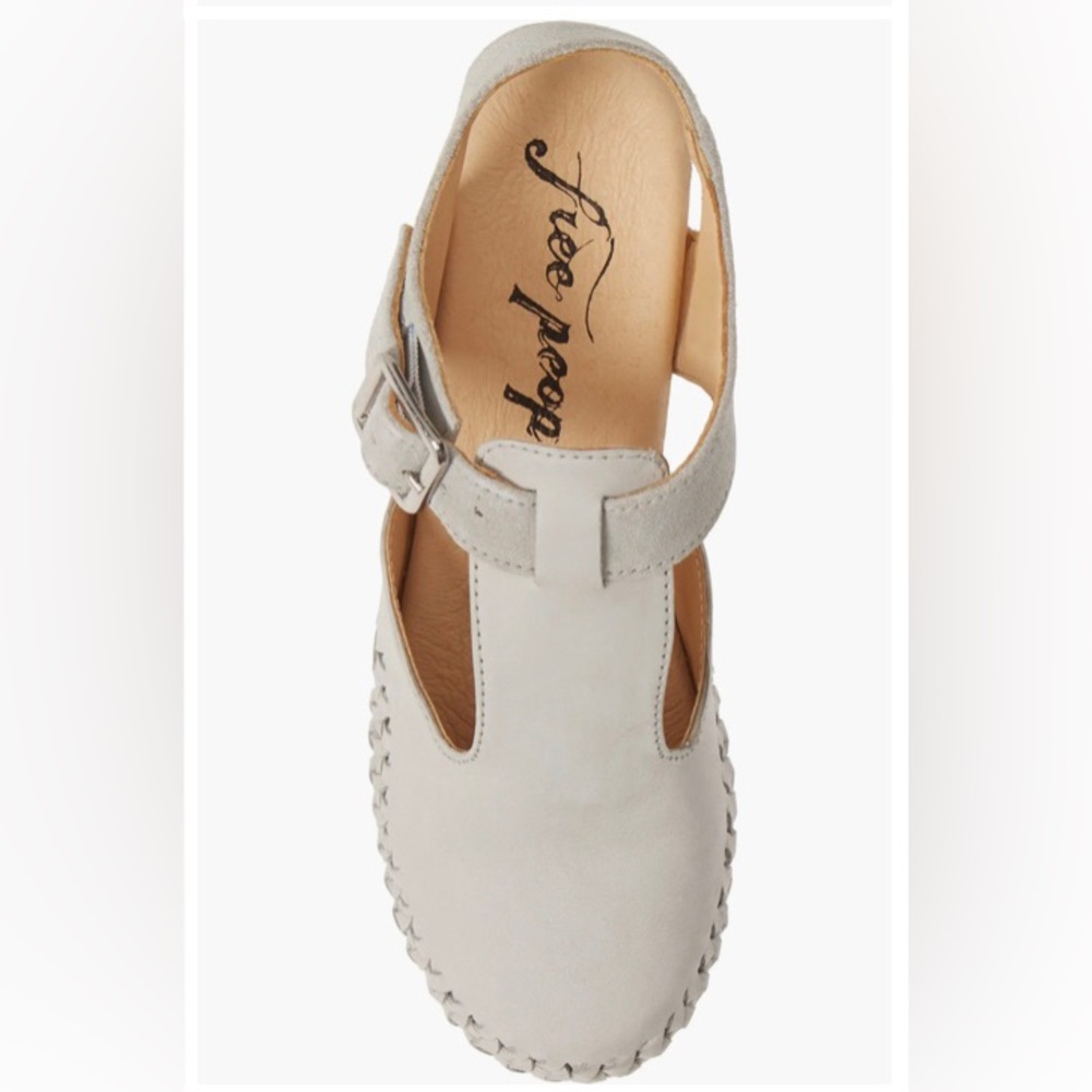 Free People leather huarache-detail wood-grain 4” platform “Emmer” clogs-NWOT - Picture 7 of 15